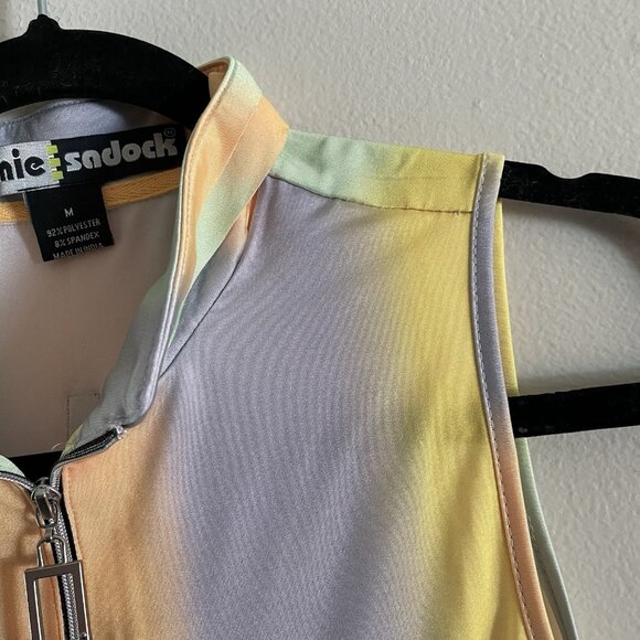 Jamie Sadock Women M Golf Athletic Stratus Ombre Striped Sleeveless 1/4 Zip Top - Picture 9 of 14